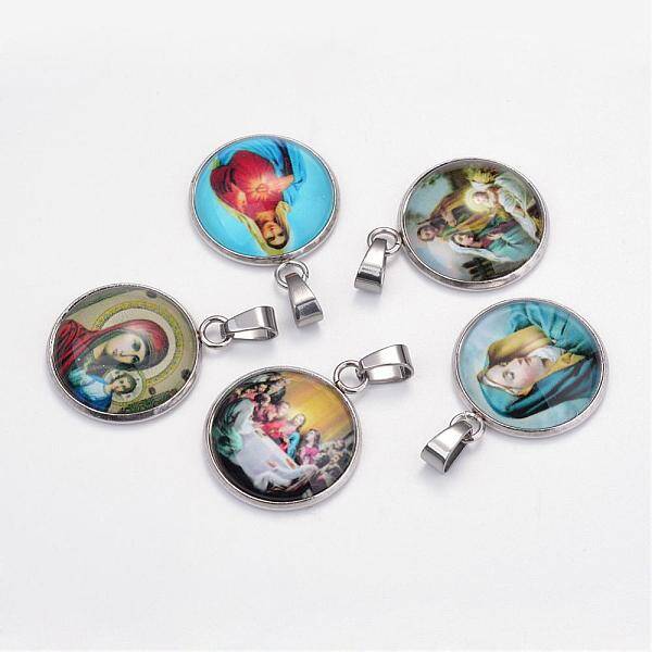 Virgin Mary Theme Glass Pendants