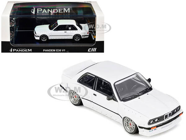 Pandem E30 V1 White with Extra Wheels 1/64 Diecast Model Car by CM Model