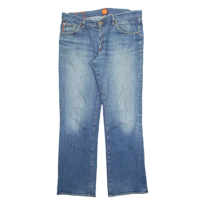 HUGO BOSS Mens Jeans Blue Regular Straight Stone Wash W36 L32