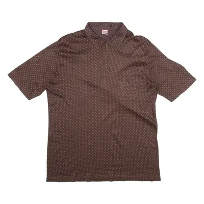 HUBER Mens Polo Shirt Brown Spotted M