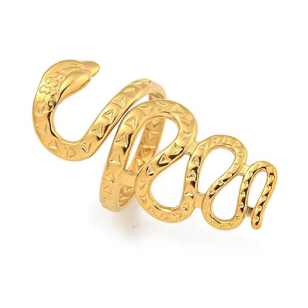 Ion Plating(IP) 304 Stainless Steel Snake Wrap Open Cuff Ring for Women