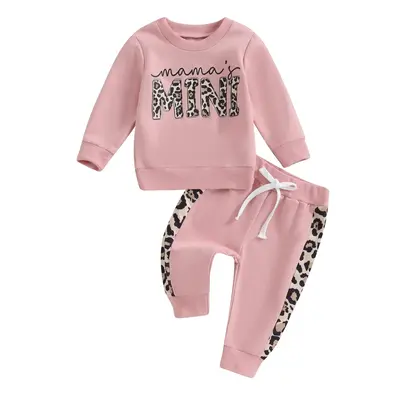 REDWOON Toddler Baby Girl Fall Winter Clothes Leopard Printed Sweatshirt Pullover and Pants 2PCS Sweatsuit Outfit