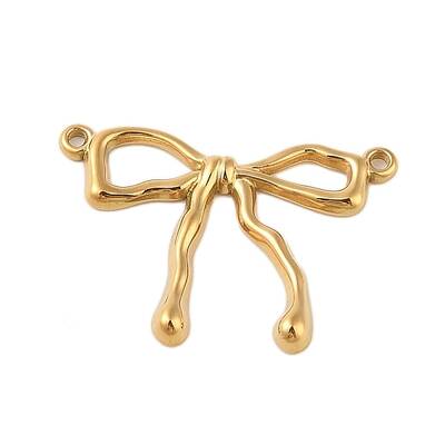 Ion Plating(IP) 304 Stainless Steel Textured Bowknot Links Connector Charms