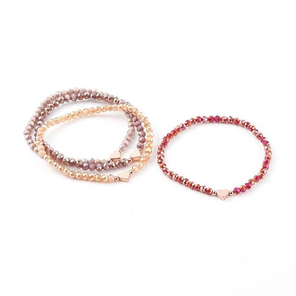 Electroplate Faceted Round Glass Beaded Bracelets