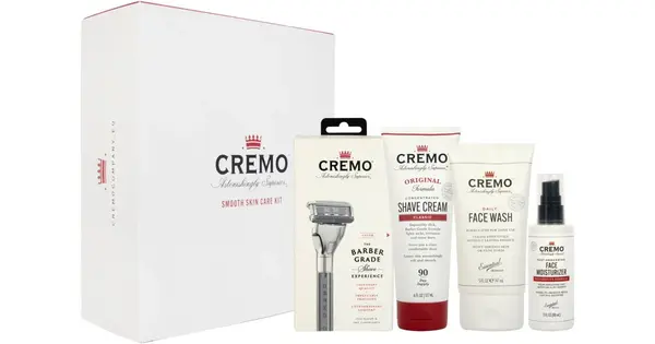 Cremo Smooth Skincare Gift Set for Men's Face Razor + Shaving Cream 177ml + Facial Cleansing Soap for Men 147ml + Hydrating R...