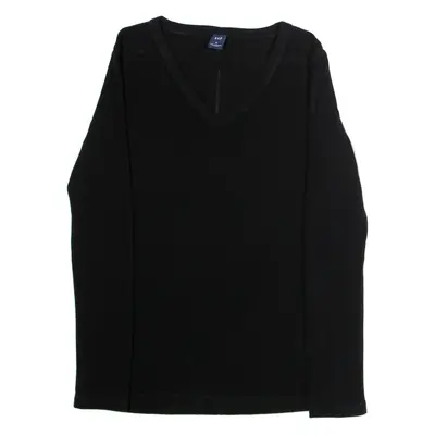 GAP Womens T-Shirt Black Long Sleeve V-Neck M