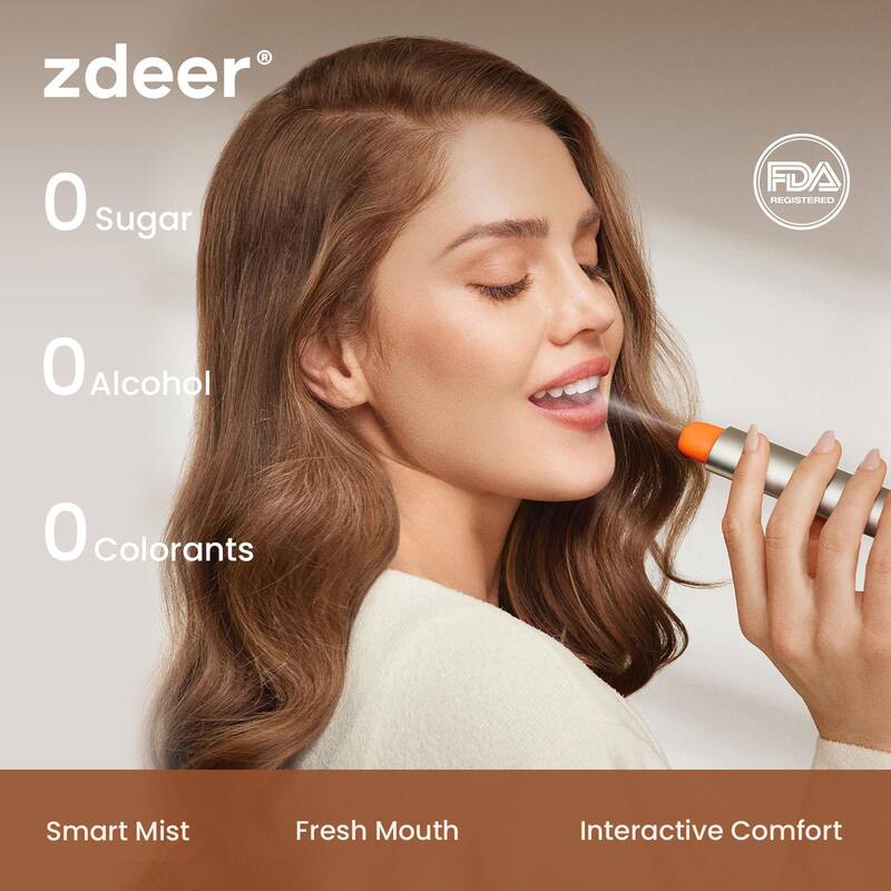 Zdee Smart Electric Oral Spray, Breath Freshener with Portable Full-Metal Body, Replaceable Flavors, Alcohol-Free, Sugar