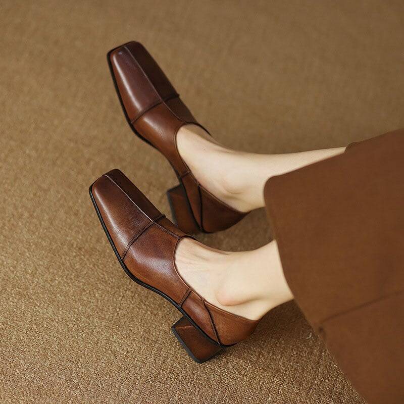 CHIKO Debriana Square Toe Block Heels Pumps Shoes