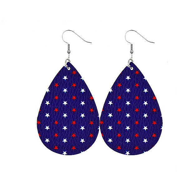 Flag Color Teardrop Leather Dangle Earrings