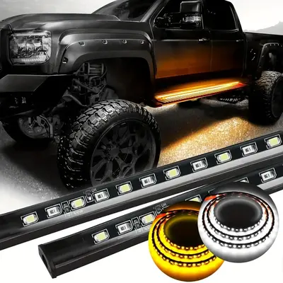 Car Side LED Lights Bar, Truck LED Pedal Car Light, Waterproof Off-road Pickup Truck Pedal Turn Streamer Auxiliary Lights, Ca...