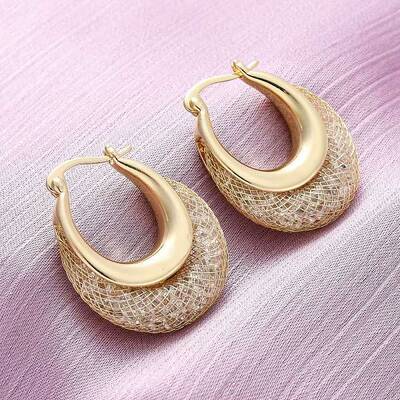 Brass Clear Cubic Zirconia Hoop Earrings