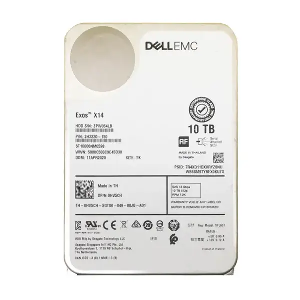HV5CH Dell 10TB 12Gb/s SAS 7200 3.5-inch 256MB Hard Drive
