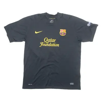 NIKE FC Barcelona Mens Football Shirt Jersey Black V-Neck XL