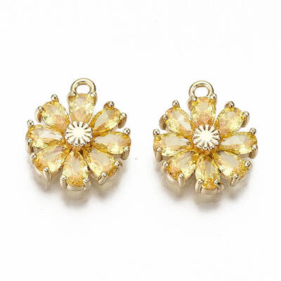 Real 18K Gold Plated Brass Micro Pave Cubic Zirconia Pendants