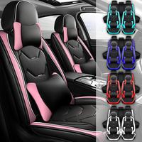 Universal Leather Car 5 Seat Covers Full Set Waterproof Protector Full Coverage Wear-resistant non-slip Breathable Girly Car ...