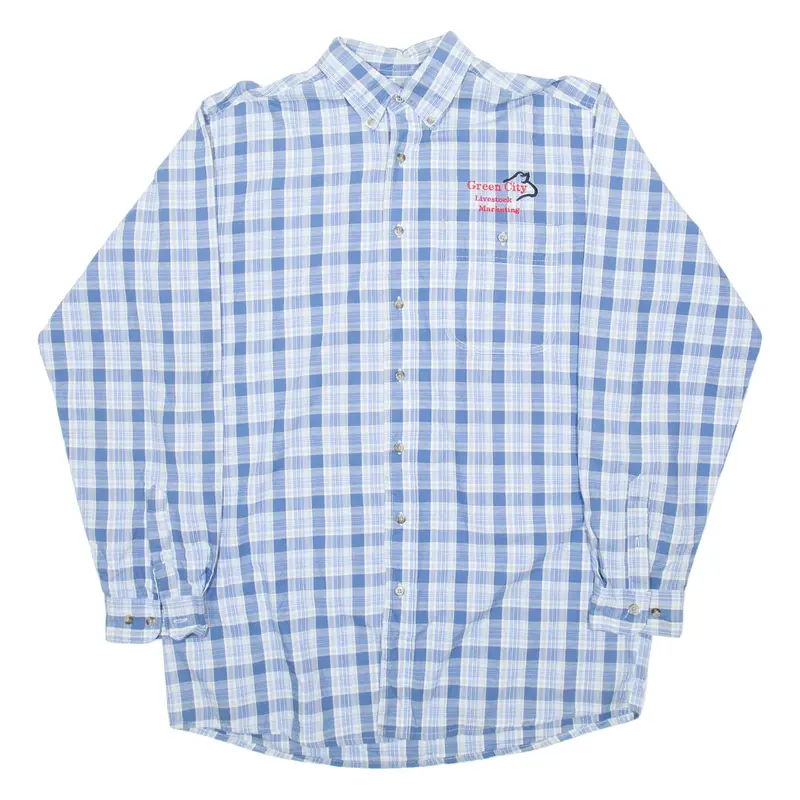 WRANGLER Green City Mens Shirt Blue Check Long Sleeve XL