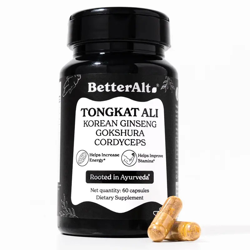 BetterAlt Male Vitality Capsules | Tongkat Ali with Ashwagandha, Cordyceps, Ginseng | 60N
