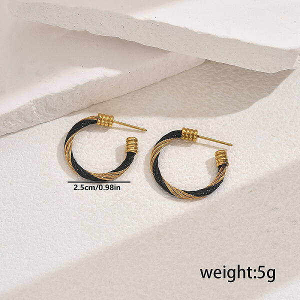 Stylish Stainless Steel Twisted C-shaped Stud Earrings for Women's Daily Wear