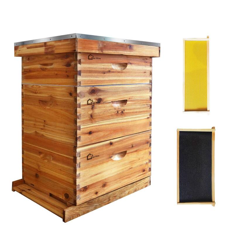 Garvee 10-Frame Langstroth Beehive Kit with Beeswax Coated Frames, Cedarwood, Dovetail Joints, Waterproof Cover, 2 Deep & 1 M...