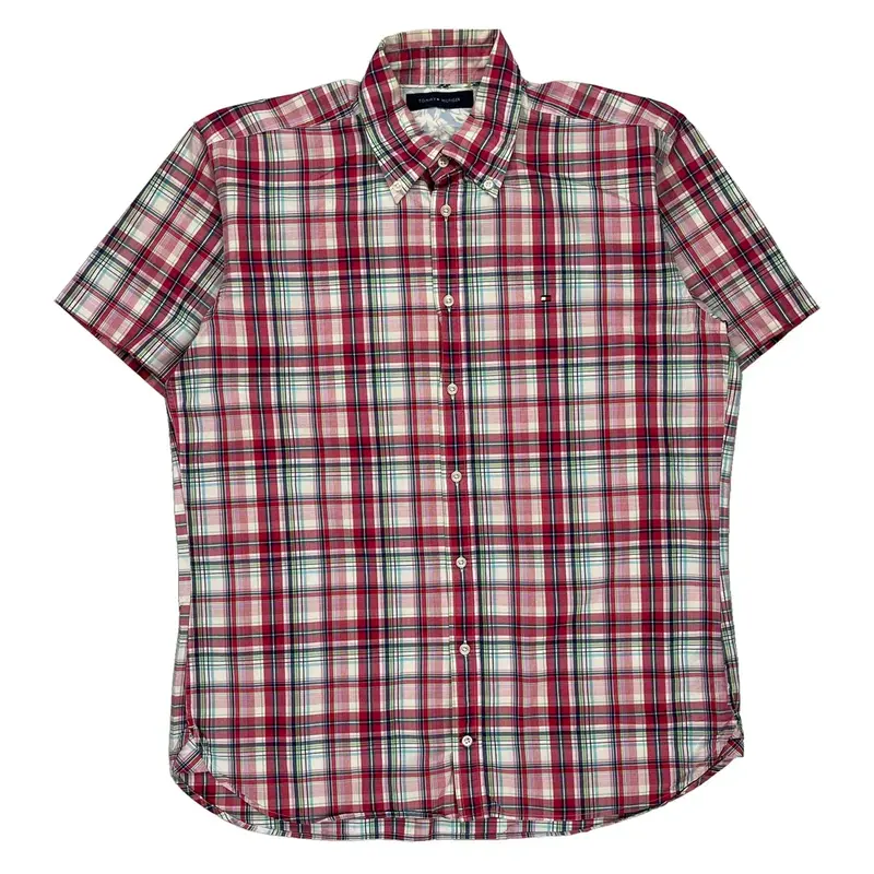Tommy Hilfiger Checked Short Sleeve Shirt - 2XL Red Cotton