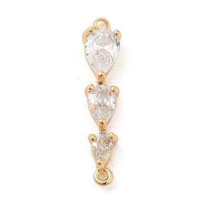 Brass Pave Clear Glass Connector Charms