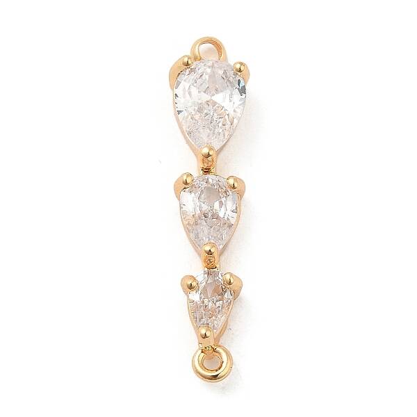 Brass Pave Clear Glass Connector Charms