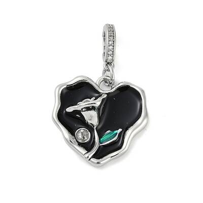 Brass Enamel Micro Pave Cubic Zirconia Pendants