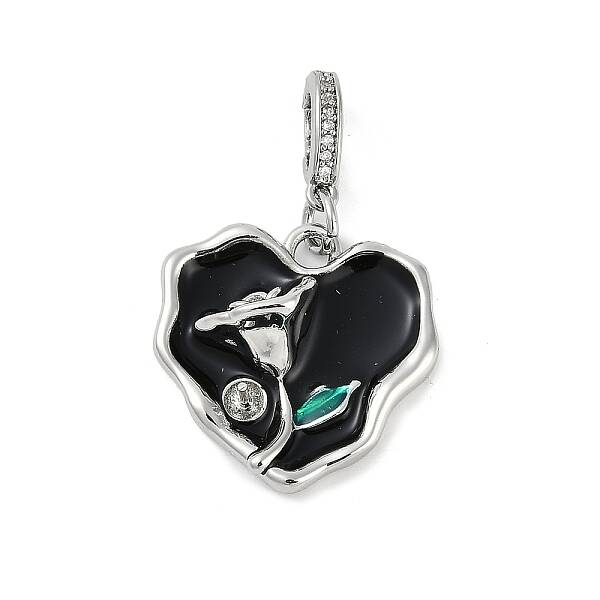 Brass Enamel Micro Pave Cubic Zirconia Pendants