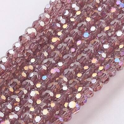 Faceted(32 Facets) Round Electroplate AB Color Plated Glass Beads Strands