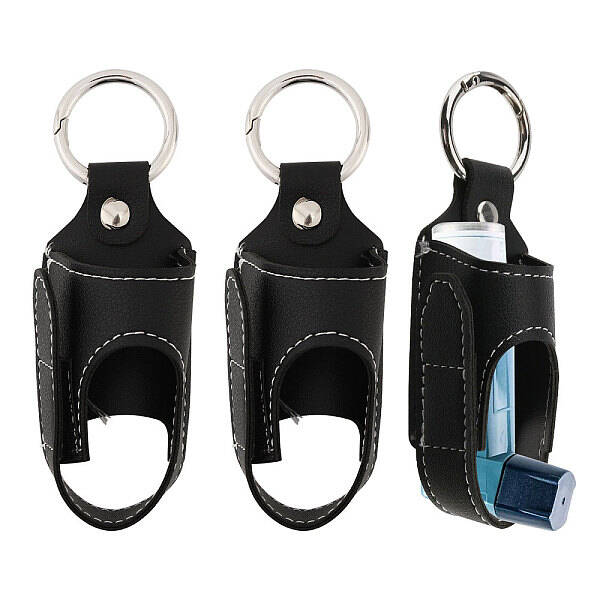 Asthma Inhaler Holder PU Leather Travel Handy Holder Keychain