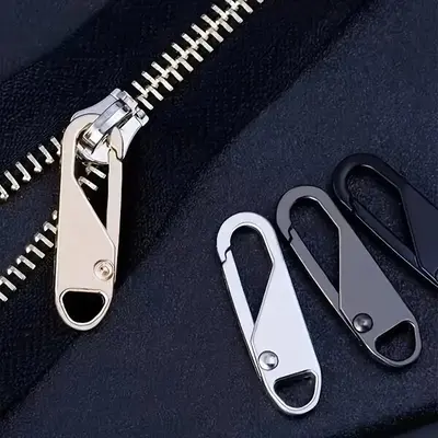 Zipper Pull Replacement, 4 Counts Detachable Zipper Head, Reusable Zipper Pull for Travel Bags, Clothing, Backpacks, Boots, W...