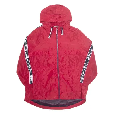 TOMMY HILFIGER Lightweight Womens Jacket Red Hooded XL