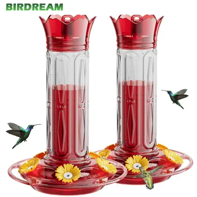 Birdream Hummingbird Feeders for Outdoors Hanging 20 Ounces 10 Feeding Ports, 2 Pack Plastic Humming Bird Feeder with Ant Moa...