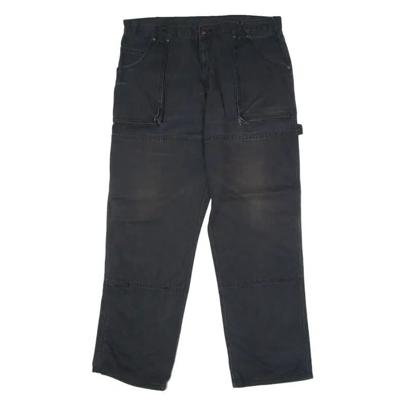 DICKIES Carpenter Mens Canvas Trousers Black Relaxed Straight W38 L30