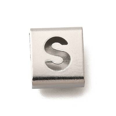 Letter Style 304 Stainless Steel Square Slide Charms