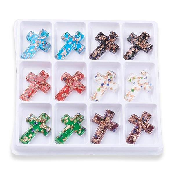 Handmade Gold Sand Lampwork Pendants