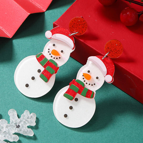 Festive Christmas Acrylic Stud Earrings for Holiday Season Celebration