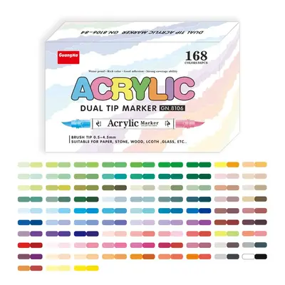 168 Color Dual Tip Acrylic Paint Marker Set, Multi-Surface Art Supplies for Wood Plastic Glass Metal Cardboard DIY Projects I...