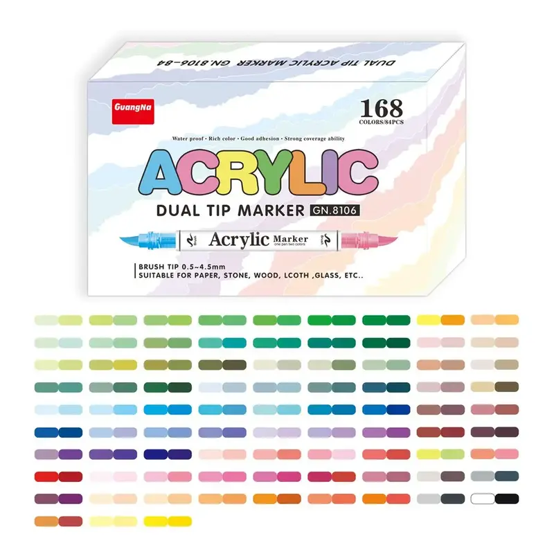 168 Color Dual Tip Acrylic Paint Marker Set, Multi-Surface Art Supplies for Wood Plastic Glass Metal Cardboard DIY Projects I...