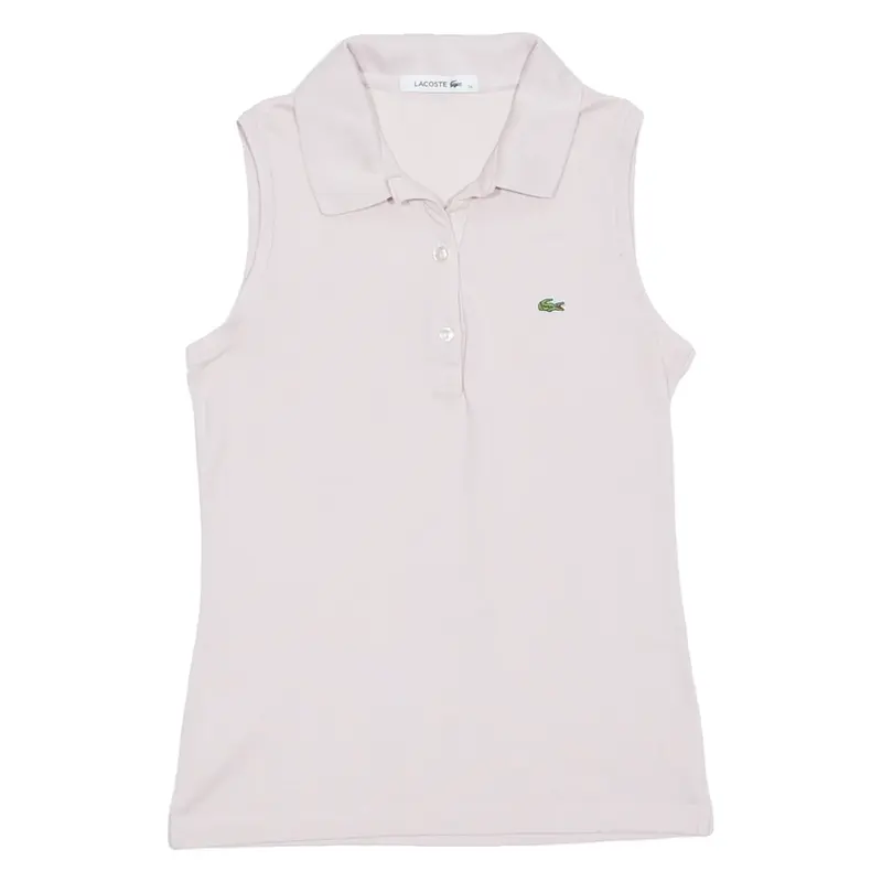 LACOSTE Womens Polo Shirt Pink Sleeveless S