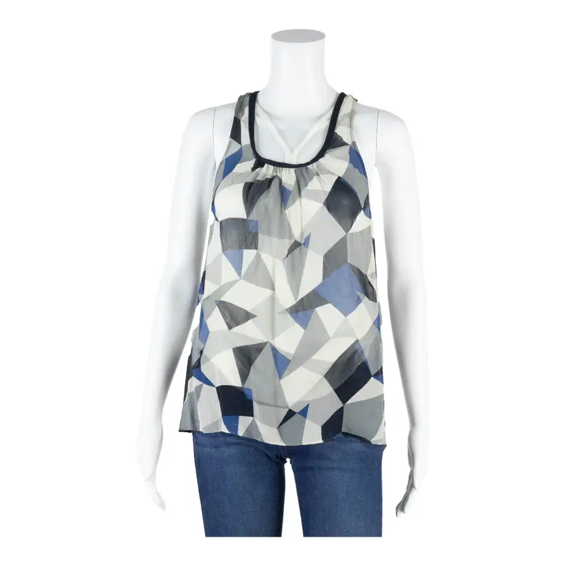 MARC BY MARC JACOBS Top Blue Crazy Pattern Sleeveless Womens S