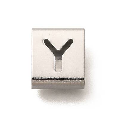 Letter Style 304 Stainless Steel Square Slide Charms