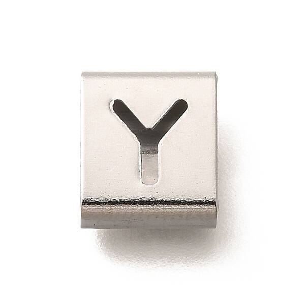 Letter Style 304 Stainless Steel Square Slide Charms