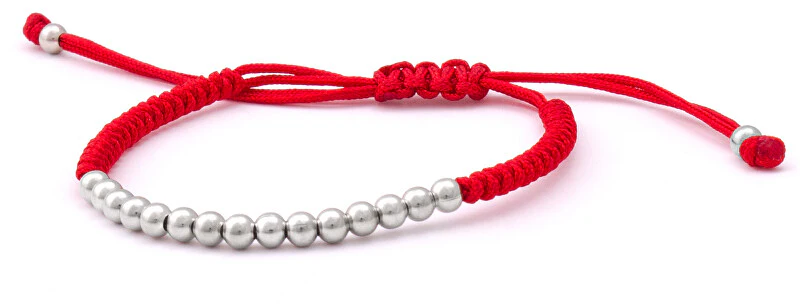 Beneto exclusive Kabala bracelet with red cord and silver beads AGB574