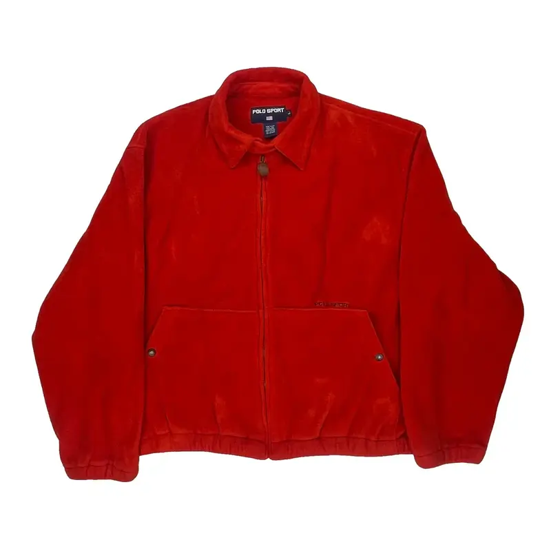 Made In Usa Polo Sport Fleece Jacket - Large Red Polyester