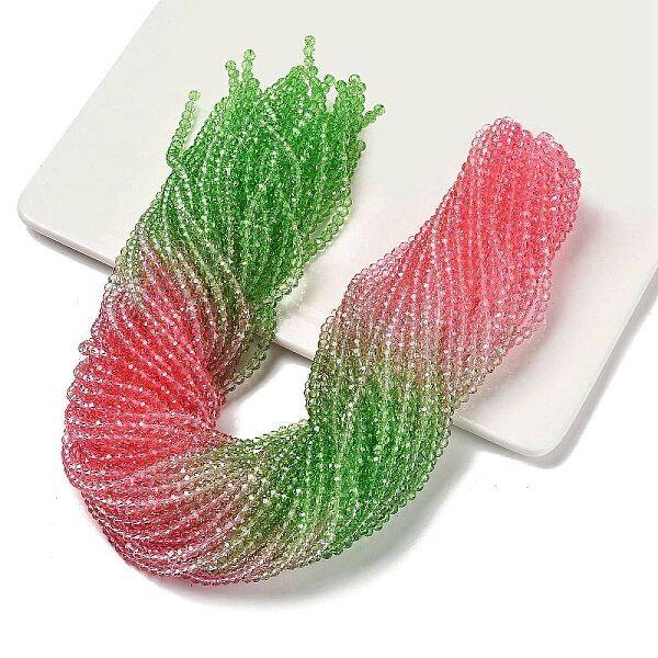 Transparent Painted Glass Beads Strands