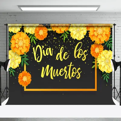 Dia Delas Muertos Marigold Simple Celebration Backdrop