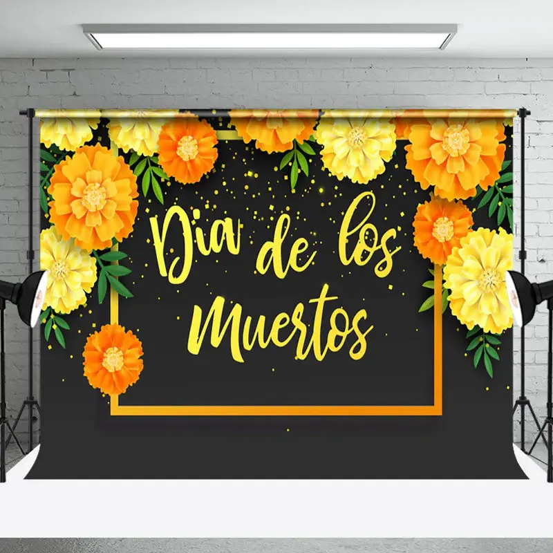Dia Delas Muertos Marigold Simple Celebration Backdrop