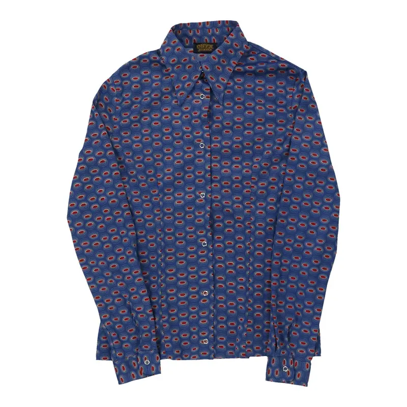 Onyx Patterned Shirt - Small Blue Polyester