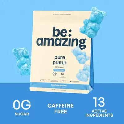 Be Amazing Pure Pump Pre Workout Powder 25 Servings - Naturally Flavored, Zero Sugar, Gluten Free, Improves Stamina & Muscle,...
